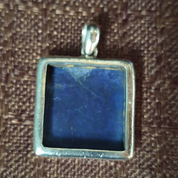 1.5'' Stunning Vintage 925 Sterling Silver Genuine Lapis Lazuli Pendant - Picture 7 of 11